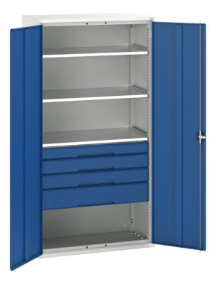 Verso Kitted Cupboard - With 3 Shelves, 4 Drawers