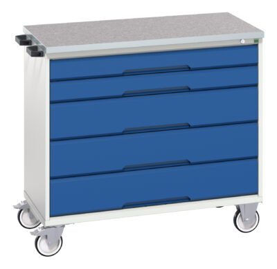 Verso Mobile Cabinet - With 5 Drawers And Lino Top